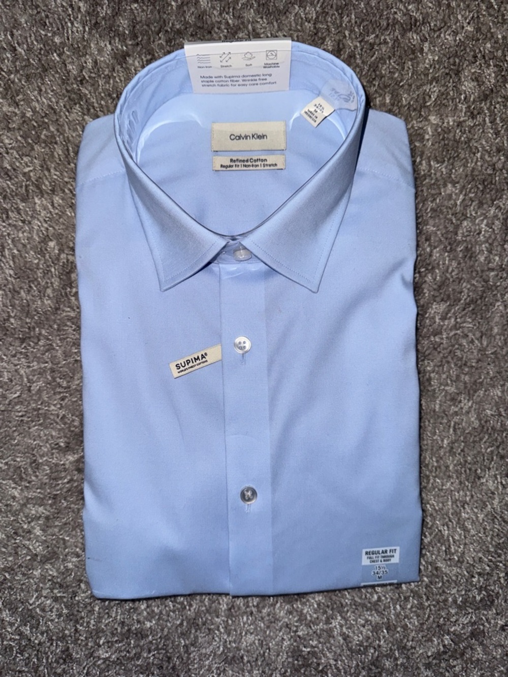 Calvin Klein Light Blue Refined Cotton Dress Shirt